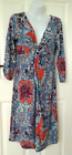 Blue/Pink Floral Pull-On Jersey Dress with Twist Front by White Stuff Size 10