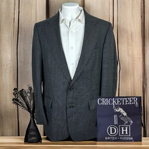 Cricketeer Blazer Jacket Vintage Mens 40R Gray Plaid - Picture 1 of 10