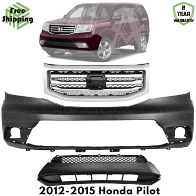 Front Bumper Cover & Grille Assembly Kit For 2012-2015 Honda Pilot Foto 1 de 4