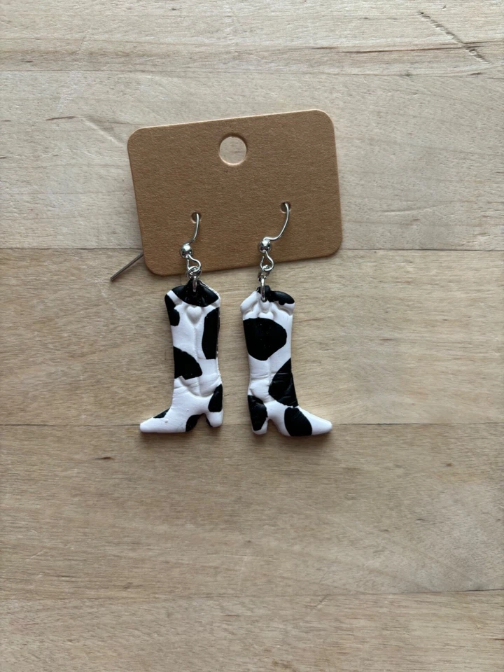 Pendientes bota vaquera hechos a mano arcilla Foto 1 de 1