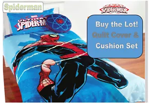 Marvel SPIDERMAN Boys Single Bed Quilt Doona Cover and Cushion Set Bedroom Decor - Picture 1 of 2