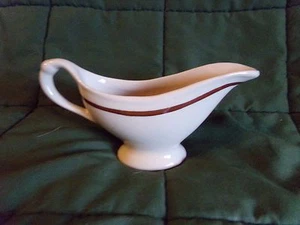 Mini Personal Gravy Boat - STERLING CHINA, Brown on Tan   3-1/4" - Picture 1 of 3