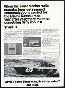 Foto de lancha motora Karl Mosely 1968 Pearce Simpson radio marina anuncio impreso de colección - Imagen 1 de 7