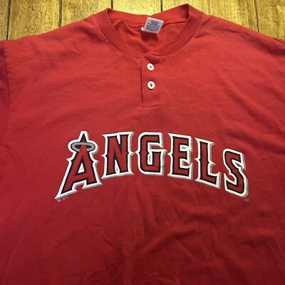 Vintage Anaheim Angels California Soffe Shirts Russell Athletic Henley Large 90s - Image 1 of 4