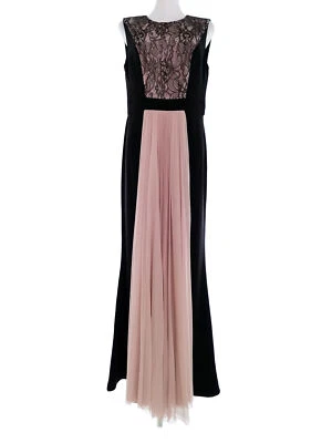 JS COLLECTIONS  T. 10 (38) Rosa Larga Vestido de gala Sin mangas Asimétrico Bord - Imagen 1 de 4