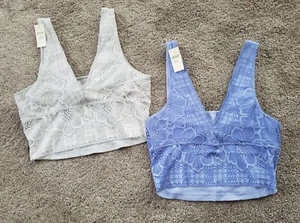 NWT Pack Of 2 AERIE Lace Waffle Knit Longline Bralettes Sz Small Free Shipping - Picture 1 of 6