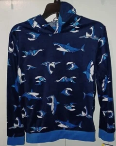 Boy's SHARKS Pajama Top Sleepwear (M/8) Hooded Saint Eve NWT TOP ONLY - Picture 1 of 7