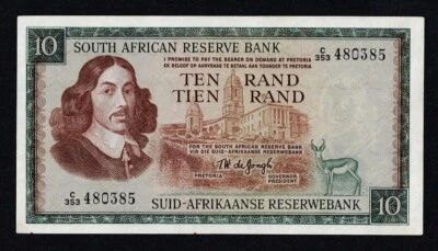 SOUTH AFRICA 10 RAND 1967-75 P-113c NICE NOTE LOOK SCANS With pin holes - Image 1 of 3