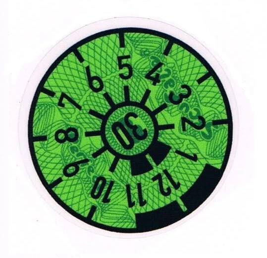 STICKER BADGE - GERMAN INSPECTION NUMBER PLATE SEAL - 2030 - 1 PCS - image 1 of 1