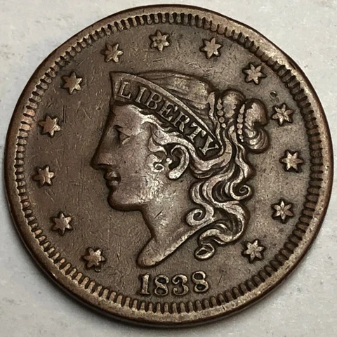 US 1838 - Coronet Head Large Cent Cover