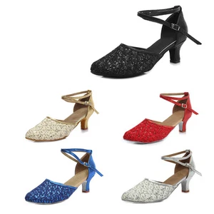 Mujer Dama Baile Tango Moderno Zapatos de Baile 7cm Tacón Punta Cerrada Zapatos de Salsa - Imagen 1 de 17