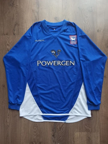 IPSWICH TOWN Mens Football Shirt Jersey PUNCH 2003-05 Long Sleeve Home Size M-L Cover