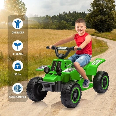 Coche cuádruple todoterreno 6V para niños ATV de 4 ruedas juguete 1,5 mph velocidad máxima con LED MP3 Foto 1 de 4