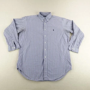 Ralph Lauren Shirt Mens Large Blue Plaid Yarmouth Button Down Pinpoint Oxford ^ - Picture 1 of 10