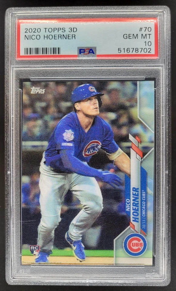 2020 Topps 3D Lenticular Nico Hoerner #70 RC PSA 10 Chicago Cubs SM4 - Image 1 of 2
