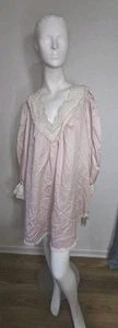 Vintage 70s/80s Christian Dior Lingerie Pink Short Nightgown Lace Collar Ruffle - Picture 1 of 8