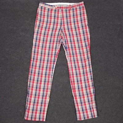 Lauren Ralph Lauren Pants Mens 33x32 Classic Fit Red Madras Plaid Golf Chino - Image 1 of 4