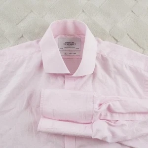 Charles Tyrwhitt Extra Slim Fit Dress Shirt Mens 17/37 Solid Pink French Cuff - Picture 1 of 9