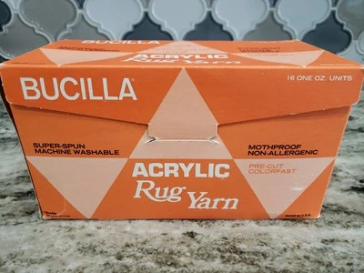 Tapete de acrílico vintage caixa Bucilla fio 16 um 1 oz marrom 332 preto 306 creme 347 - Imagem 1 de 4