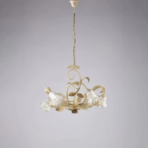 Klassischer Kronleuchter Schmiedeeisen Elfenbein Shabby Chic 5-flammig Bon-548 - Bild 1 von 2
