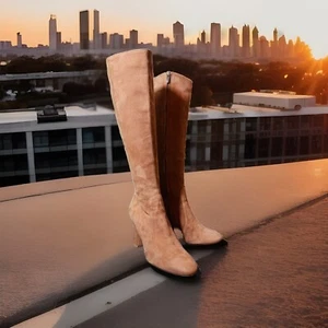 Gianvito Rossi Women's Beige Suede Knee High Boots Shoe Size EU 36.5 US 6 - Picture 1 of 13