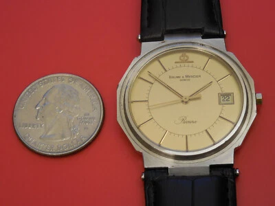 BAUME MERCIER SOLID STEEL RIVIERA 35MM COLLECTIBLE WATCH WITH DEPLOYMENT STRAP - Image 1 of 4