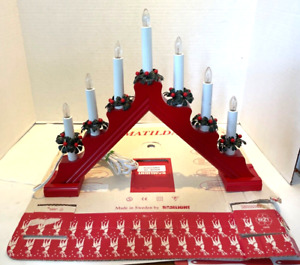 Vintage  Holiday  Electric Drip Candles (7) on Red Candelabra Made in Sweden
