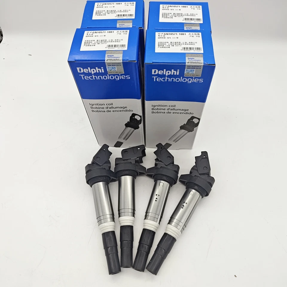 New 4Pcs Delphi Ignition Coils 12138616153 For BMW 328 320 520 528 E46 E90 F30 Foto 1 de 4