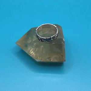 Vintage Art Etched Nouveau Floral Sterling Silver Band Ring Size 5 - Picture 1 of 7