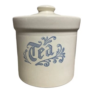 Pfaltzgraff USA Yorktowne Tea Crock Lidded Canister Blue Floral Stoneware #504 - Picture 1 of 11
