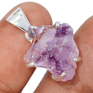 Natural Amethyst Rough 925 Sterling Silver Pendant Jewelry CP57763 - Picture 1 of 1