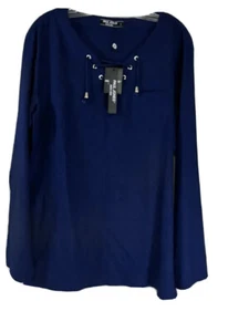 Paul Jones, Mens, Long Sleeve, Navy Blue, V-Neck With String Tie Size Small - Picture 1 of 11