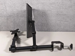 LCD Monitor Desk Mount Fully Adjustable Stand with Extra Laptop Tray - Photo 1/5