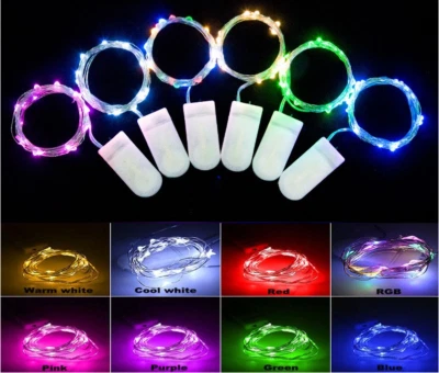 LED String Light 2m Wire 20 LED Flat Fairy Christmas Up Wine Bottle Glow Battery - Image 1 of 2