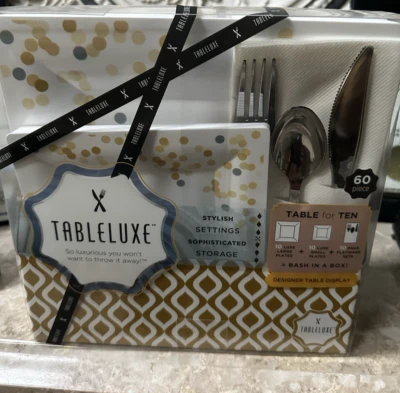 Mesa de lujo para 10 vajilla 60 piezas PLACAS BLANCAS Y DORADAS FIESTA Foto 1 de 4