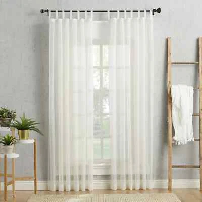 No. 918 EMILY SHEER VOILE TAB TOP CURTAIN SINGLE PANEL, EGGSHELL 59"W X 84"L - Image 1 of 4