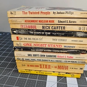 Lot Of 11 Vintage Action/Espionage Paperback Novels Ed McBain Nick Carter - Picture 1 of 23