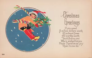 POSTAL NAVIDAD VINTAGE NIÑO EN EL AIRE ENCONTRAR NADIE DESEA MÁS ALEGRÍA QUE YO 121142 - Imagen 1 de 2