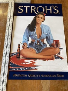 Vintage 1989 Stroh's Beer Poster TAWNNI CABLE - Picture 1 of 6