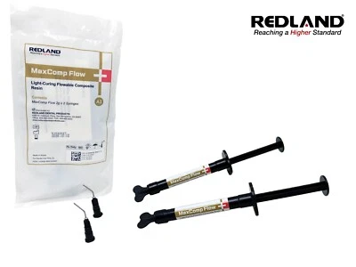 REDLAND DENTAL MaxComp Flow Light-Cure Nano-Hybrid Flowable Resin 2x2g Syringes All Shade Korea