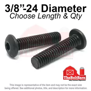 3/8"-24 Alloy Button Socket Head Cap Screws Bolts Fine Black Oxide (Pick Size) - Picture 1 of 2