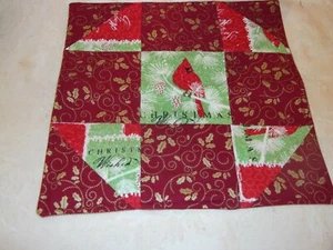 Weihnachtsmatte, Kardinal, Handarbeit, gesteppt, mehrfarbig, Baumwolle, 11" x 11" Rückseite - Bild 1 von 2