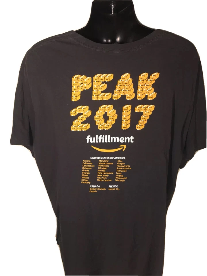 Camiseta Amazon Fulfillment Peak 2017 USA CANDA MEXICO TOUR XXXL FBA 3XL Foto 1 de 4