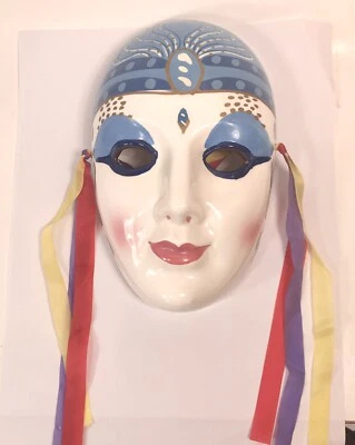 Máscara de Mardi Gras colgante de pared decoración cinta de cerámica teatro de Nueva Orleans 6,5" T46 Foto 1 de 4