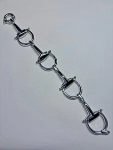 Thistle & Bee Sterling Silver Onyx Inlay Horse Bit Link Bracelet 50.2g 8in - Picture 1 of 6