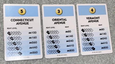Monopoly Ultimate Banking Game Replacement Parts Pieces-Lt. Blue Property Cards - Image 1 of 3
