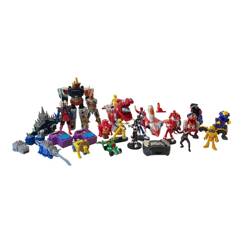 HUGE MMPR 90s-2010s Power Rangers 30+ Piece Figure Zord Vehicle Accessory Lot Cover