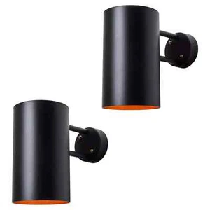 Coppia Italiana Grandi Applique Outdoor Nero Metà Secolo Lampada da Parete Fatte a Mano da HD - Foto 1 di 14