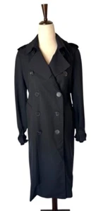Sandro Mantel Damen Medium Schwarz Wollmischung Zweireiher Trenchcoat Luxus - Bild 1 von 13
