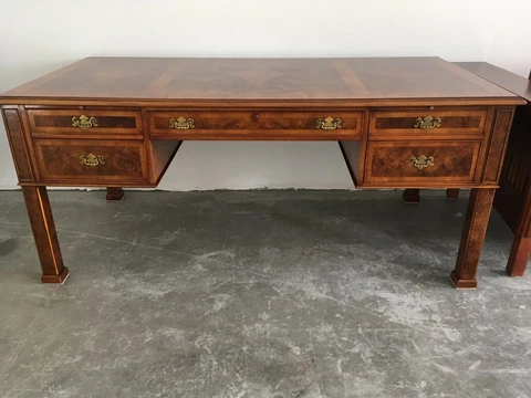 John Widdicomb Company Partner Antique Desk, all wood, walnut inlaid Cover